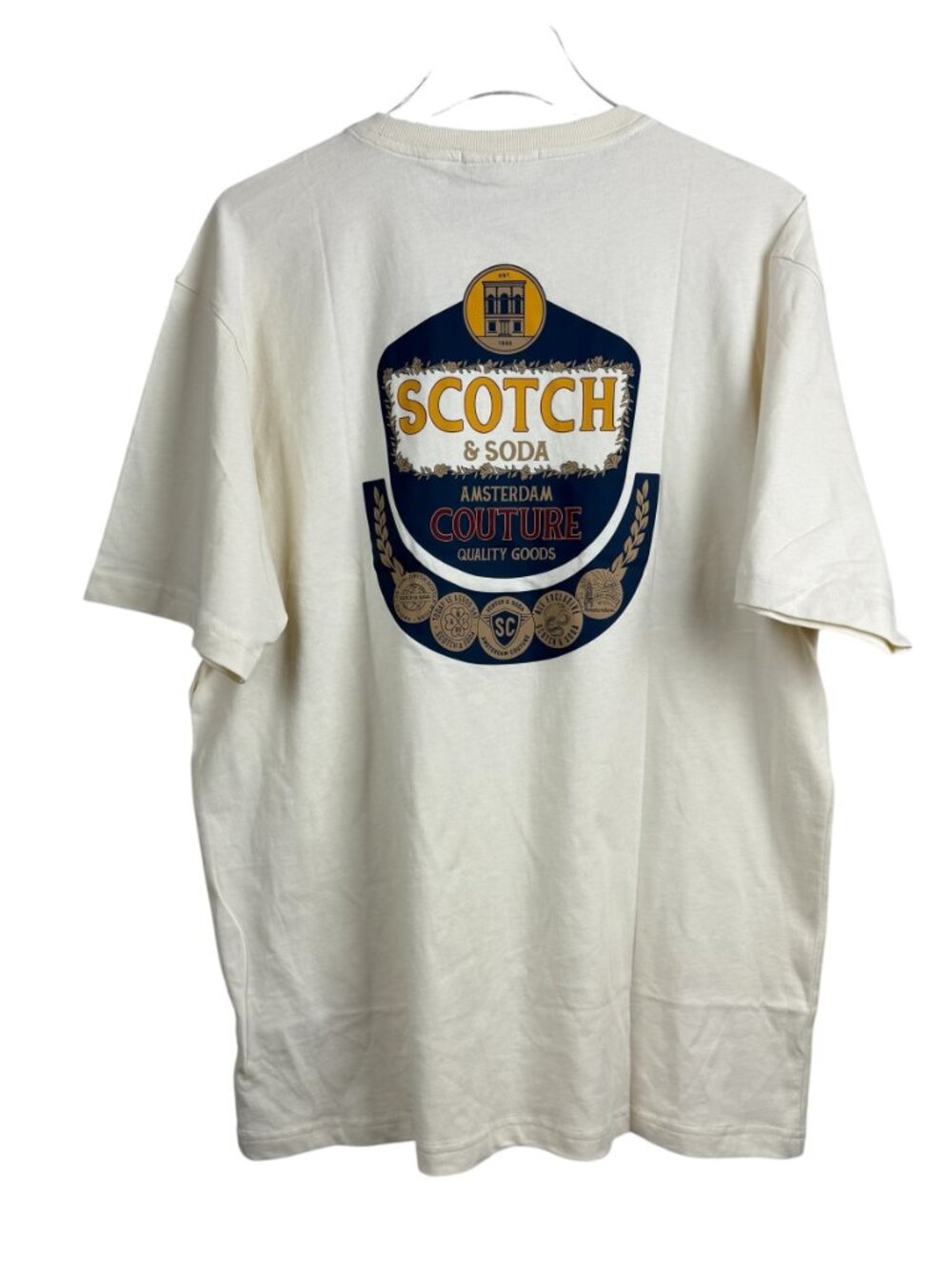 Scotch and Soda Beige Graphic T-Shirt Double-Sided NWT MSRP $48